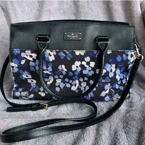 Kate Spade Black and Blue Floral Shoulder Bag